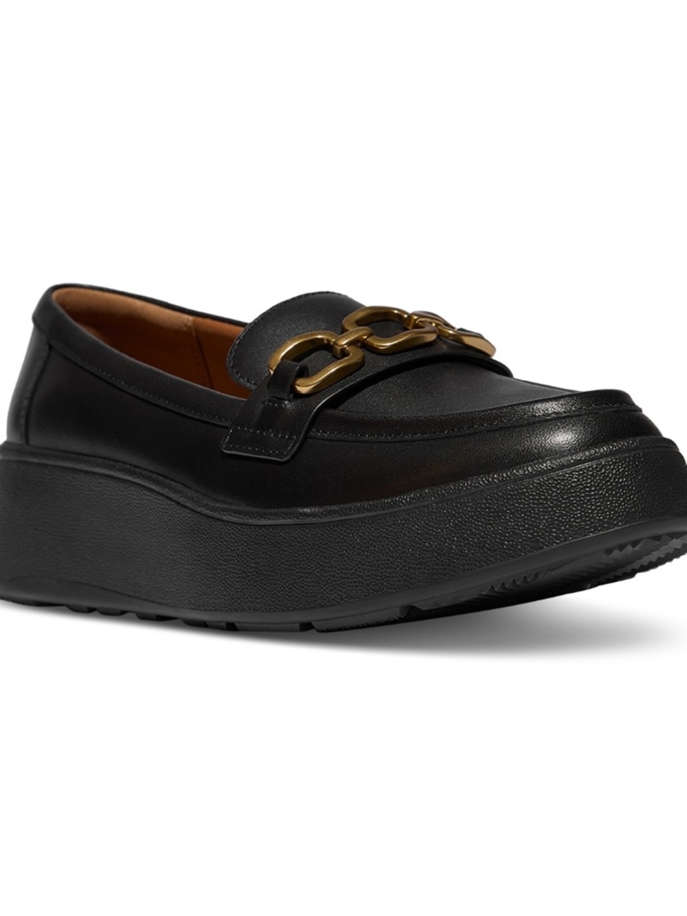 FitFlop Women's F-Mode Square-Chain Leather Loafers - Black